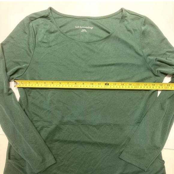 Soft Surroundings Fairfax Size M Scoop Neck Tunic Top Green Loose Fit Pockets - Picture 7 of 11